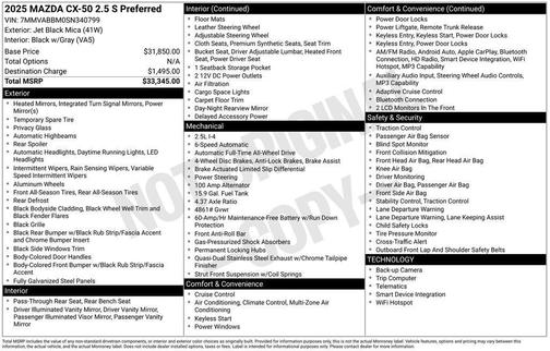 Black 2025 Mazda CX-50 2.5 S Preferred Package
