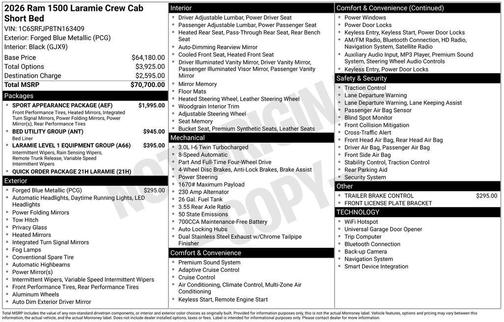 2026 RAM 1500 Laramie