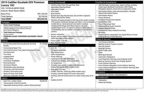 2019 Cadillac Escalade ESV Premium Luxury