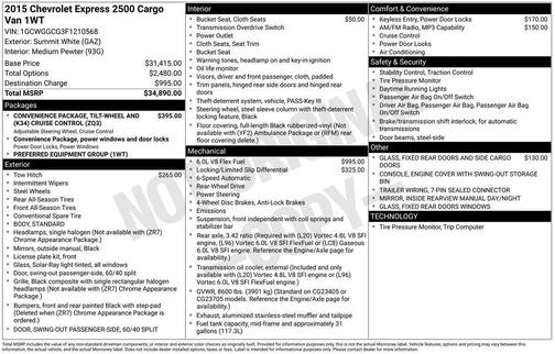 2015 Chevrolet Express 2500 Work Van