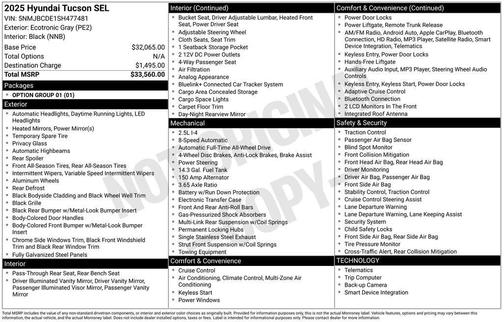 Gray 2025 Hyundai TUCSON SEL