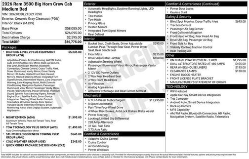 2026 RAM 3500 Big Horn