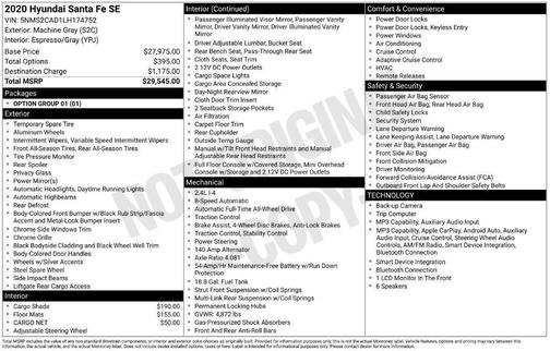 Gray 2020 Hyundai SANTA FE 2.4 SE