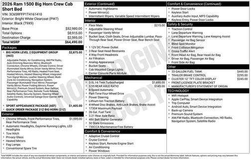 2026 RAM 1500 Big Horn