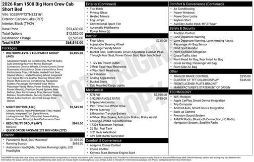 Canyon 2026 RAM 1500 Big Horn