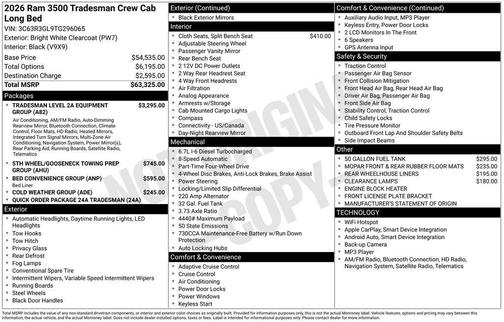 White 2026 RAM 3500 Tradesman