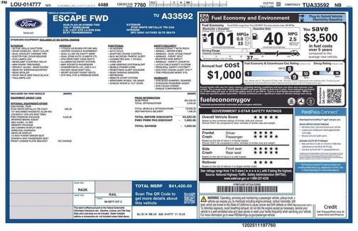White 2026 Ford Escape PHEV