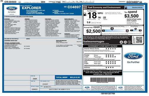 Black 2016 Ford Explorer Platinum