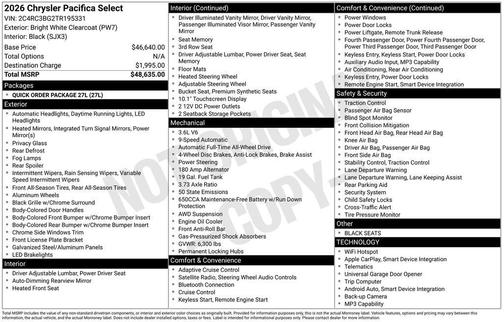 2026 Chrysler Pacifica Select