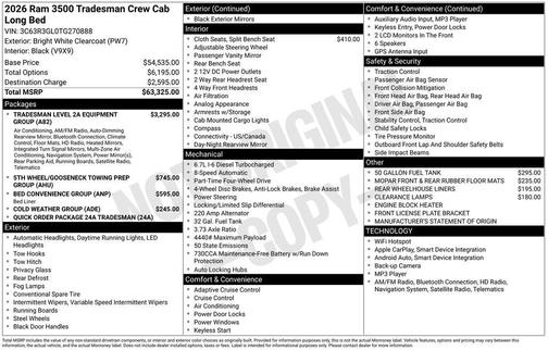Bright White Clearcoat 2026 RAM 3500 Tradesman