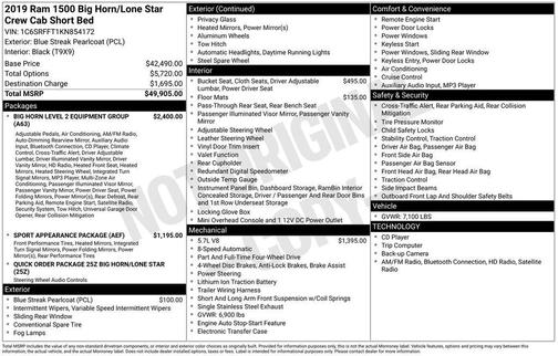 2019 RAM 1500 Big Horn