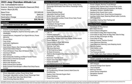 Granite Crystal Clearcoat Metallic 2023 Jeep Cherokee Altitude Lux