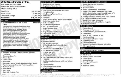 Black 2025 Dodge Durango GT