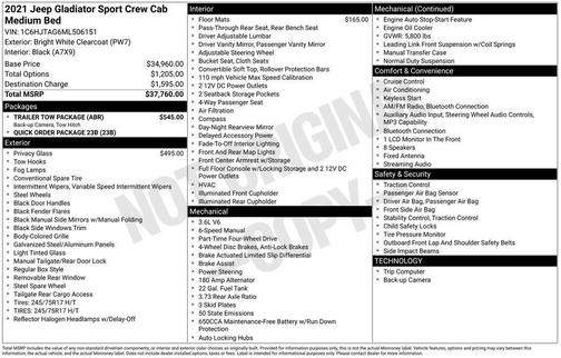 White 2021 Jeep Gladiator Sport