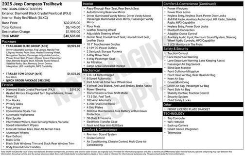 Diamond Black 2025 Jeep Compass Trailhawk