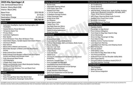 Black 2025 Kia Sportage LX