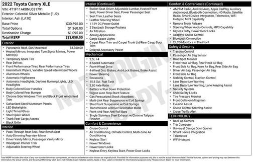 Silver 2022 Toyota Camry XLE
