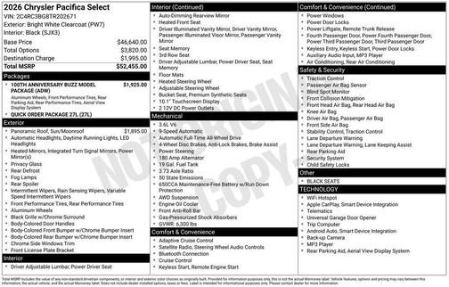 2026 Chrysler Pacifica Select