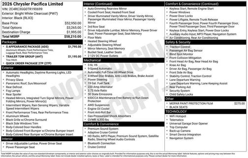 2026 Chrysler Pacifica Limited