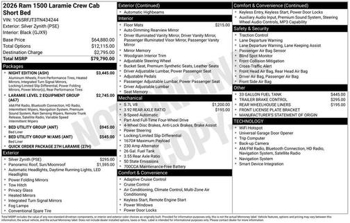 Silver 2026 RAM 1500 Laramie