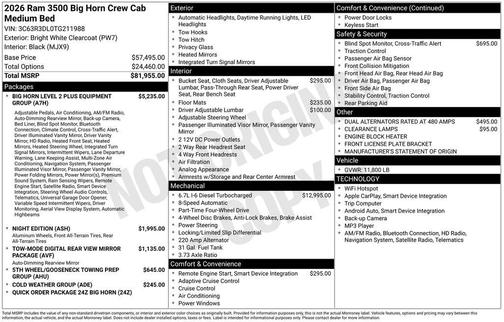 2026 RAM 3500 Big Horn