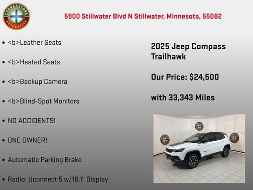 White 2025 Jeep Compass Trailhawk
