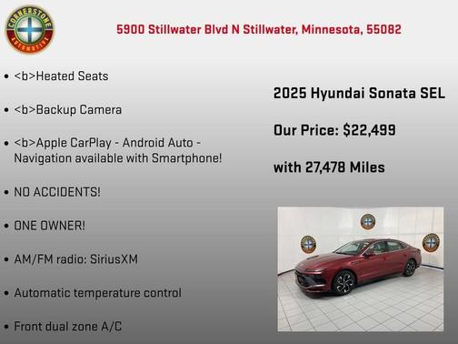 Red 2025 Hyundai SONATA SEL