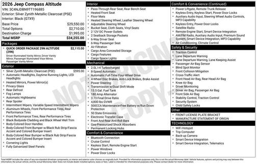 Silver 2026 Jeep Compass Latitude