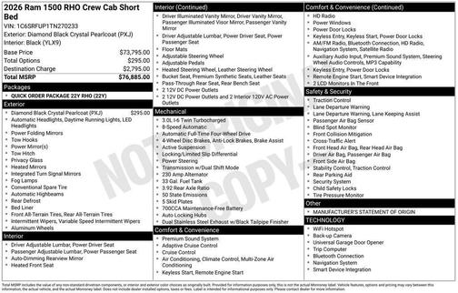 Black 2026 RAM 1500 RHO