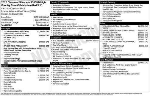White 2025 Chevrolet Silverado 3500 High Country