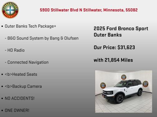 White 2025 Ford Bronco Sport Outer Banks