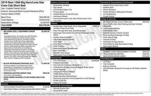 Black 2019 RAM 1500 Big Horn