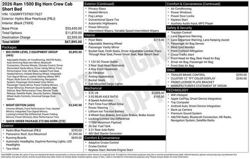 Hydro Blue Pearlcoat 2026 RAM 1500 Big Horn/Lone Star