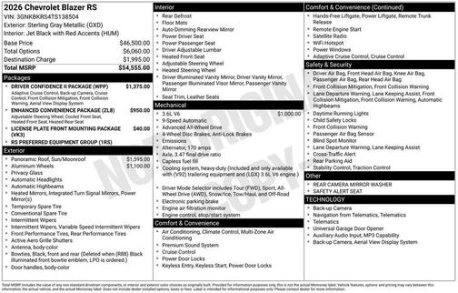 Gray 2026 Chevrolet Blazer RS