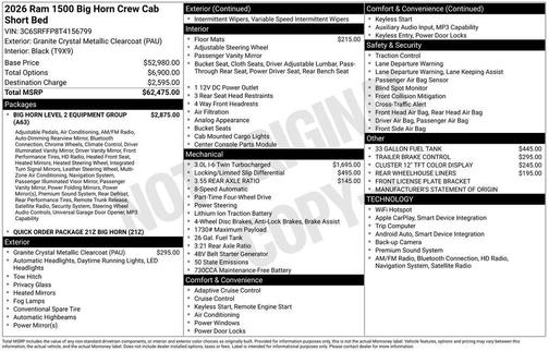 2026 RAM 1500 Big Horn