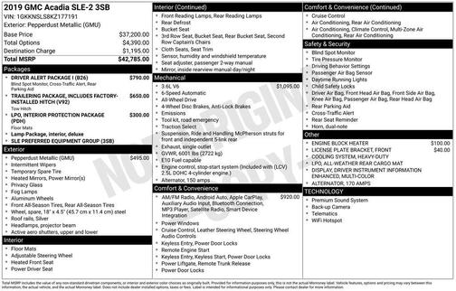 2019 GMC Acadia SLE-2