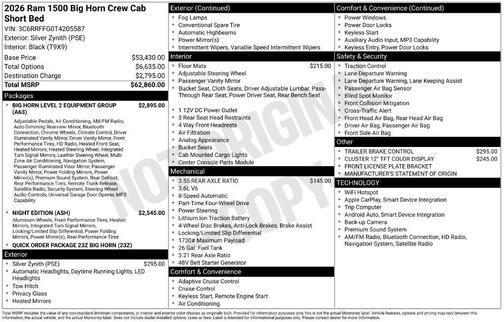Silver 2026 RAM 1500 Big Horn/Lone Star