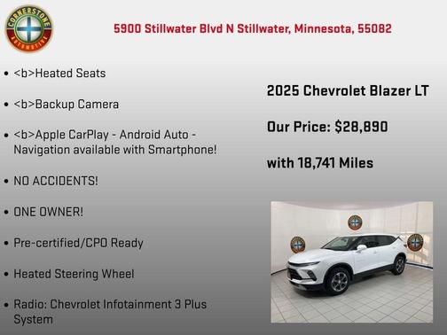 White 2025 Chevrolet Blazer LT