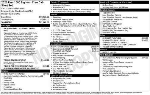 2026 RAM 1500 Big Horn