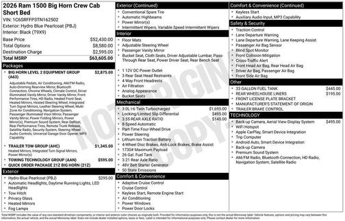 2026 RAM 1500 Big Horn