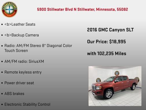 Red 2016 GMC Canyon SLT
