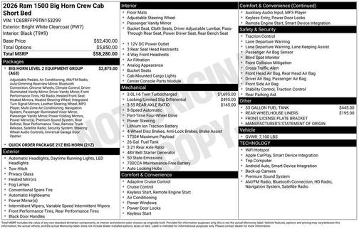 2026 RAM 1500 Big Horn