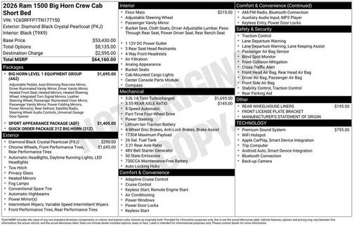 2026 RAM 1500 Big Horn