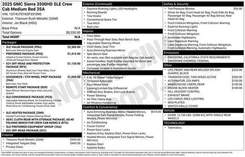 2025 GMC Sierra 3500 SLE