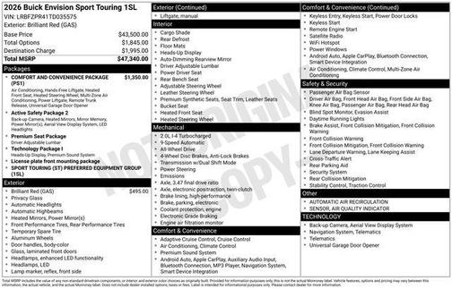 Brilliant Red 2026 Buick Envision Sport Touring