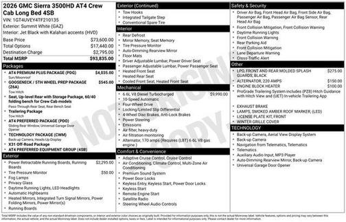 Summit White 2026 GMC Sierra 3500 AT4