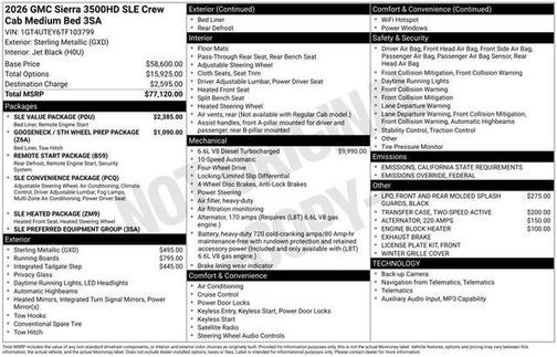 2026 GMC Sierra 3500 SLE