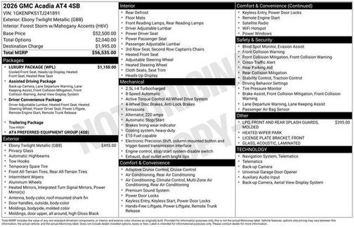 Ebony Twilight Metallic 2026 GMC Acadia AT4