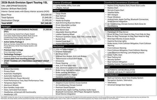 Brilliant Red 2026 Buick Envision Sport Touring