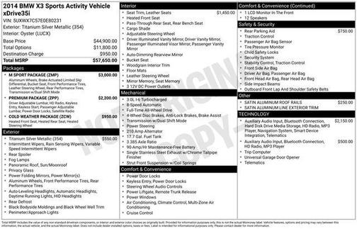 Titanium Silver Metallic 2014 BMW X3 xDrive35i